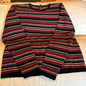 Merino Wool Charter Club l/s petite ladies sweater Sz: PS blk/red/wht/gry stripe